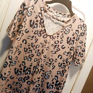 Pink Leopard Print Tee EUC